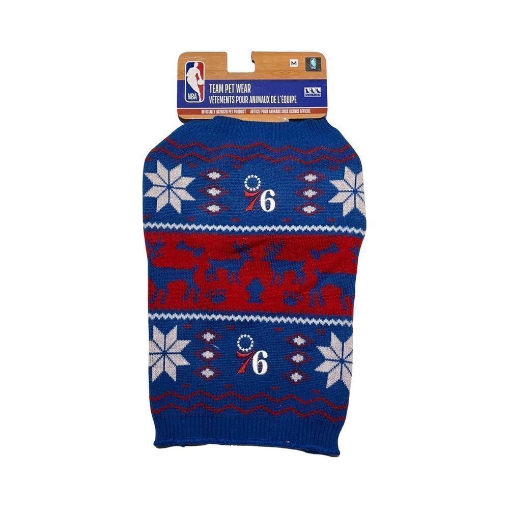 NBA Officially Licensed Philadelphia 76ers Petwear Knit Holiday Dog Sweater NWT